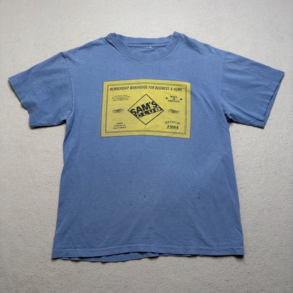 Sam's Club T-Shirt Mens Small Blue Vintage 80s‎ Distressed Graphic Tee Vacaville